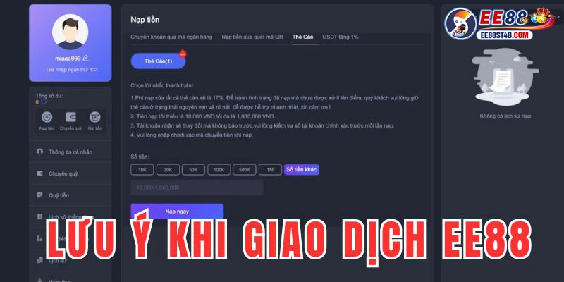 Một số lưu ý bạn cần nắm chắc khi giao dịch tại sân chơi uy tín này